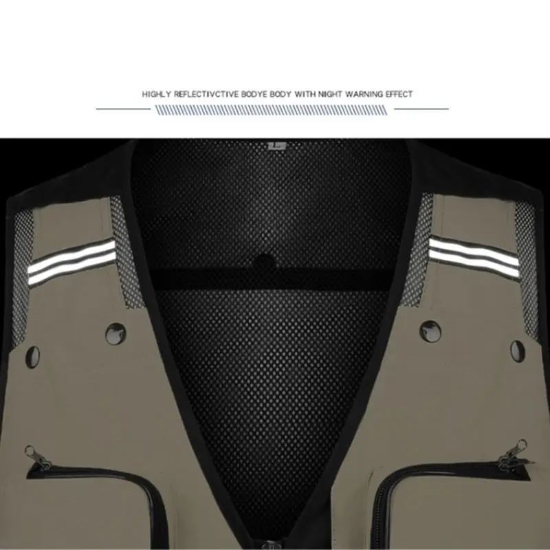 Fishing Vests Casual Multi Pocket Water Resistant Breathable Zipper Jacket Waistcoat Outdoor Sportswear For Photography Travel
