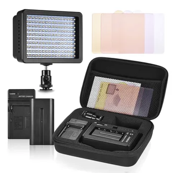 

Andoer 160pcs LED Video Light 5600K For Canon Nikon Sony DSLR Camera w/ 2200mAh F550 Battery/Charger/3 Filter/Adapter/Padded Bag