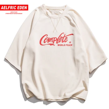

Aelfric Eden Simple Streetwear T Shirt Couple Harajuku T-shirt Casual Short Sleeve Top Tees O-Neck Letter Cotton T-shirt Women