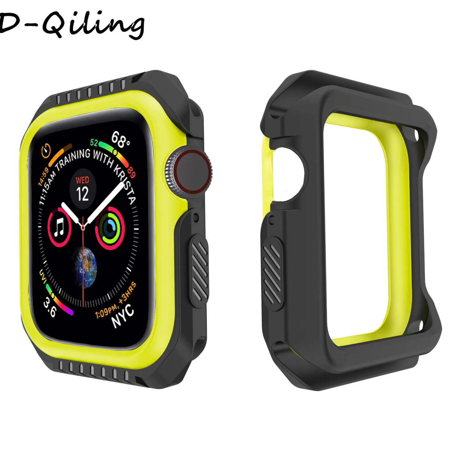 Защитный чехол ProBefit из силикона и поликарбоната для Apple Watch 4, 40 мм, 44 мм, защитный чехол-бампер для iWatch 3, 2, 1, 38 мм, 42 мм - Цвет: black  yellow
