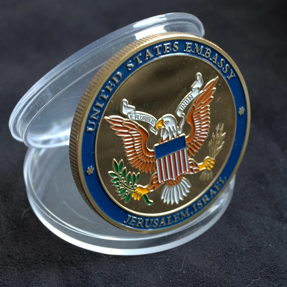 RH позолоченные, выделенные мая 14, г.-Embassy США Israel Jerusalem коллекционные монеты для деловых подарков
