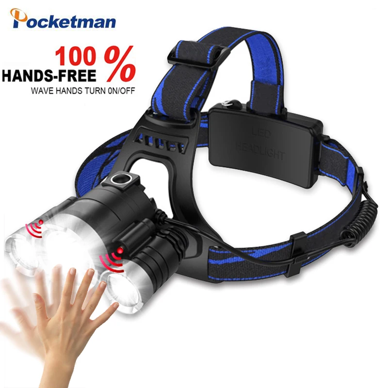 3LED датчик движения тела налобный фонарь яркий DC перезаряжаемый с