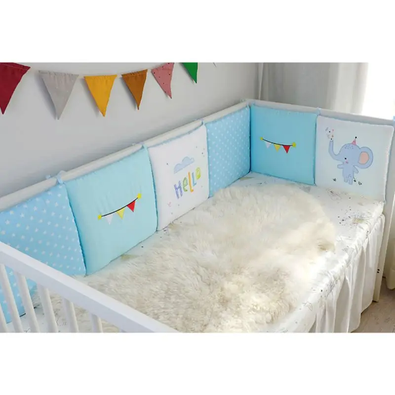 6 шт. Детские кроватки бампер колодки Универсальный дышащий хлопок Детская безопасность постельных принадлежностей QX2D