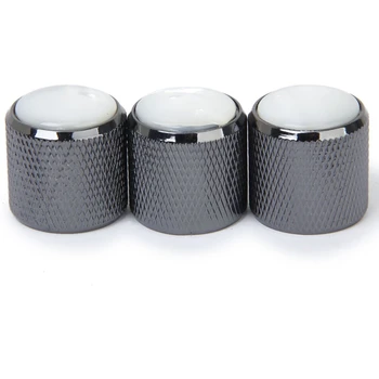 

3pcs Domed Volume Tone Control Knob for Electric Guitar - Black with White Top