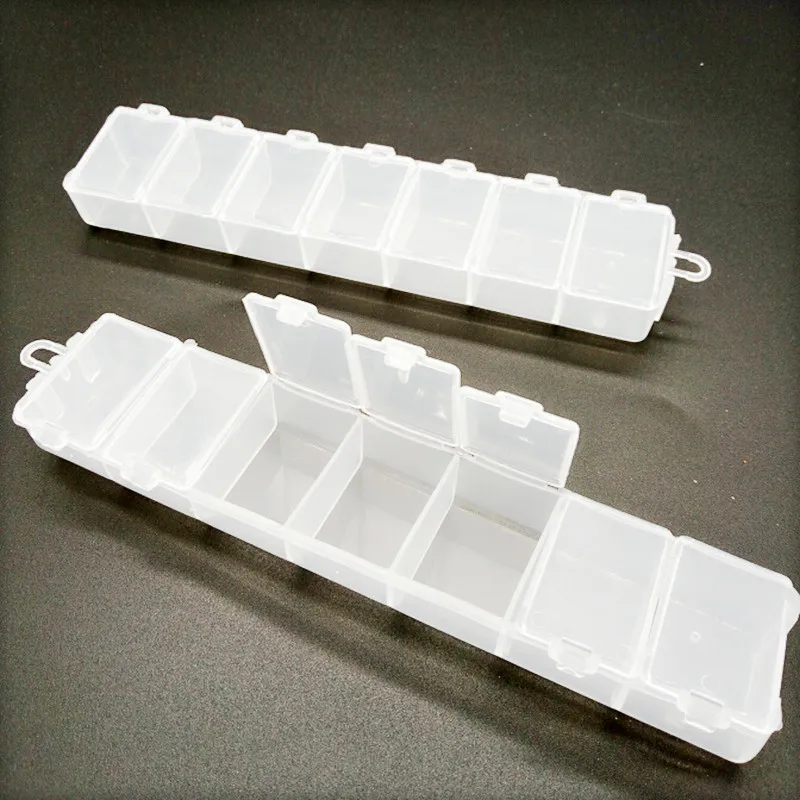Прозрачные прямоугольные коробки для хранения с 7 ячейками пуговиц бисера