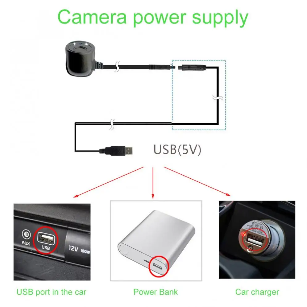 Wi-Fi Автомобильная резервная камера USB Беспроводная слепое пятно Передняя Задняя боковая камера с функцией записи на Приложение Поддержка Android/IOS