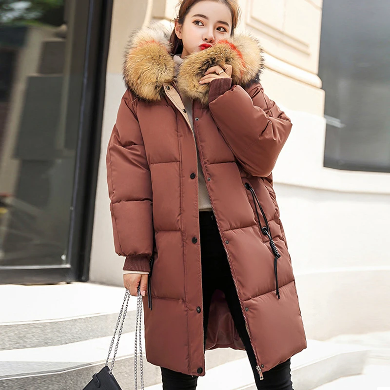 Goedkoop Winter Hooded Warm Down Jas Vrouwen Casual Lange Down Jassen Dames Dikker Katoen Parka Plus Size Bovenkleding Koreaanse Harajuku Jas