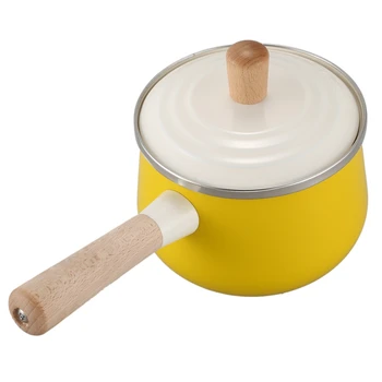 

Porcelain Milk Pot Enamel Hot Pots Cooking Pot Non-Stick Soup Pot with Lid Induction Cooker Gas Stove Cookware Yellow 1.8L
