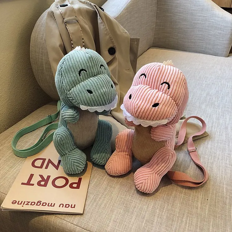 

INS Online Celebrity-Corduroy Little Dinosaur Men And Women Child Export Children Students Chest Pack Shoulder Small Cross-Bag W