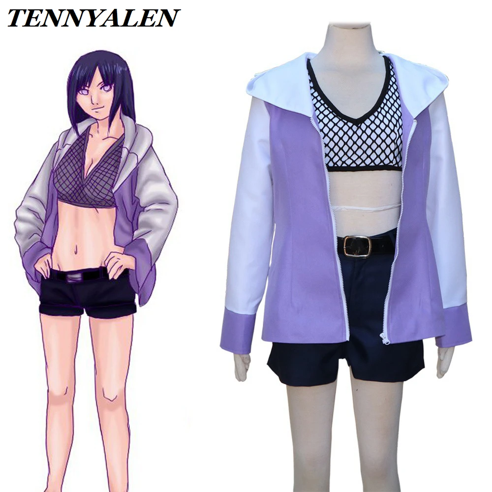 

Naruto Cosplay Costume from Woman Anime Character Hyuga Hinata Cosplay Girl Tops Pants Belt Lining Set Naruto Halloween Clothes
