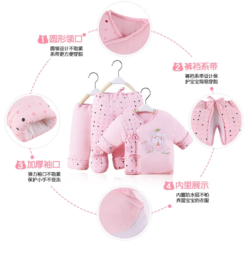 Qi baby wa/ стиль; одежда с хлопковой подкладкой для малышей комплект одежды с хлопковой подкладкой для новорожденных; Комплект из трех предметов; зимняя верхняя одежда; детская кроватка