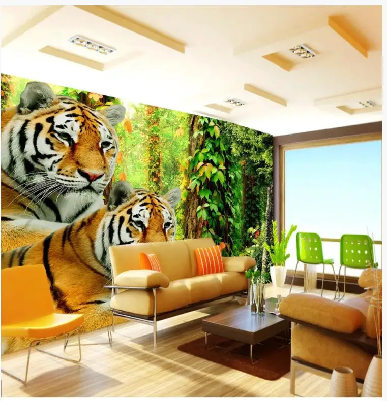 Custom photo murals wallpapers for walls 3 d Idyllic landscape mural forest tiger jungle wall papers home decor