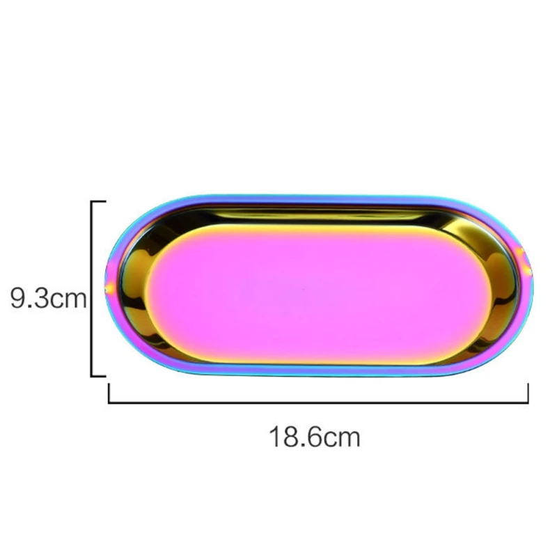 Металлический лоток для хранения в скандинавском стиле, розовое золото, латунь, золото, серебро, овальная тарелка, железная Фруктовая тарелка, ювелирный поднос для домашнего декора - Цвет: D1