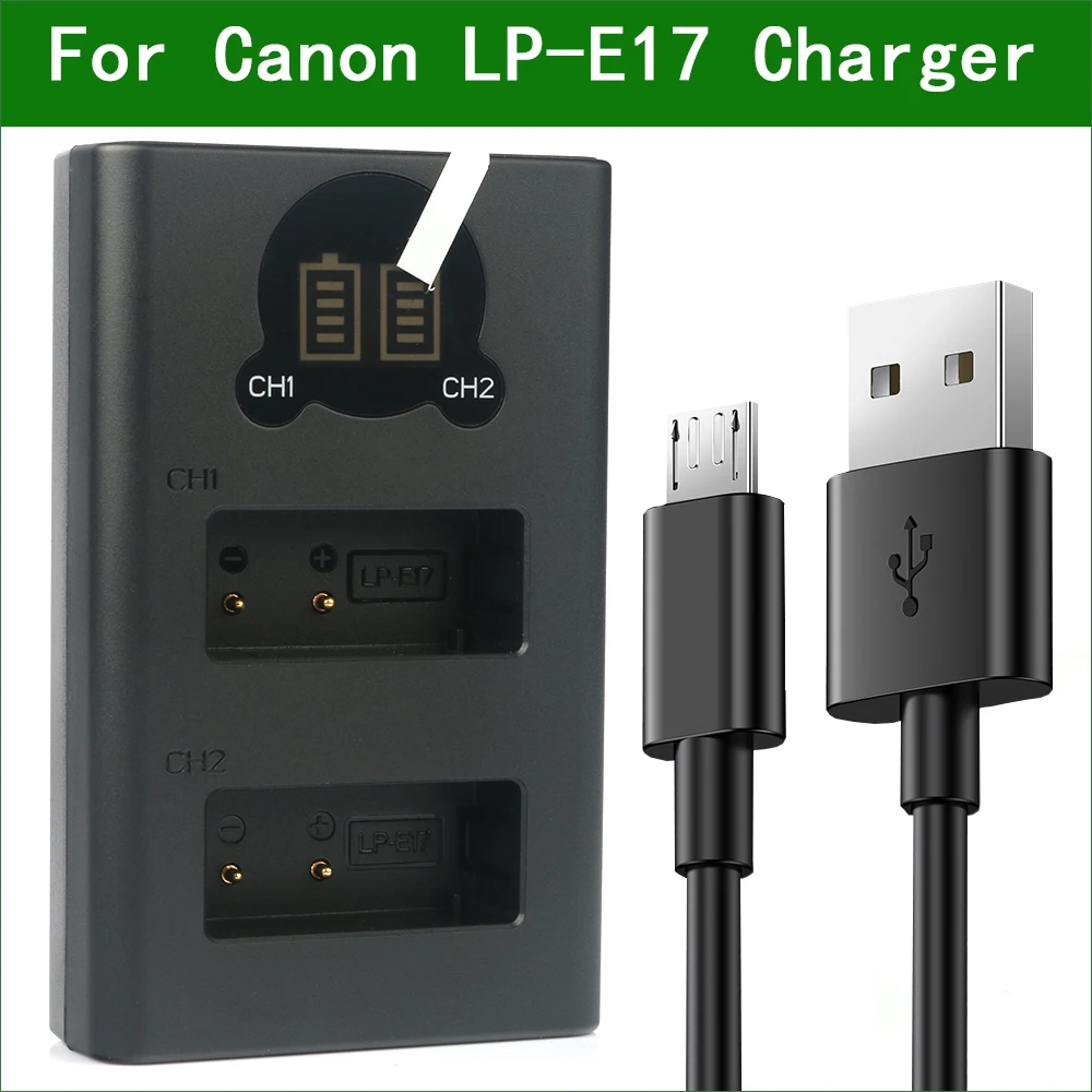 Двойное зарядное устройство USB для Canon EOS 77D 200D 250D 750D 760D 800D 850D 8000D 9000D RP M6 Mark II |