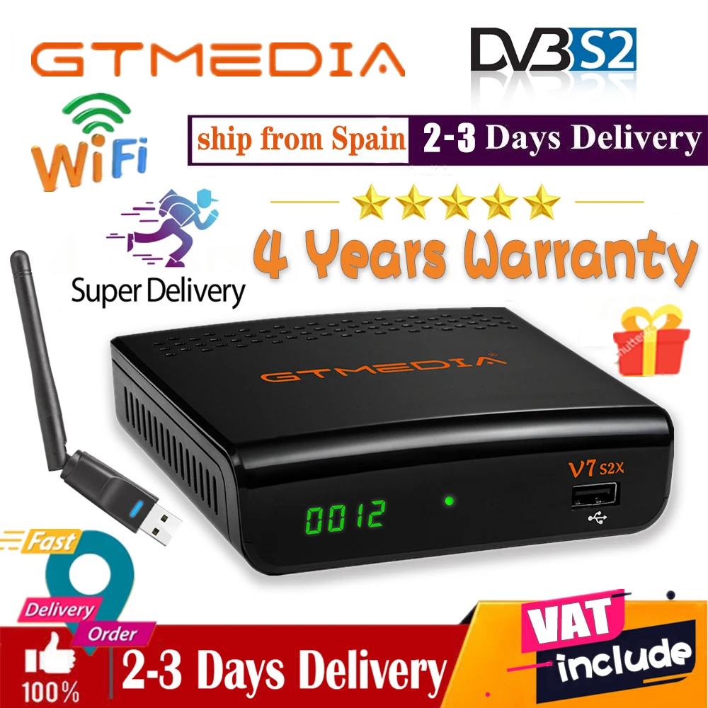 FTA 1080P Gtmedia v7 s2x DVB-S2 спутниковый ресивер с usb wifi цифровой приемник gtmedia v7s2x