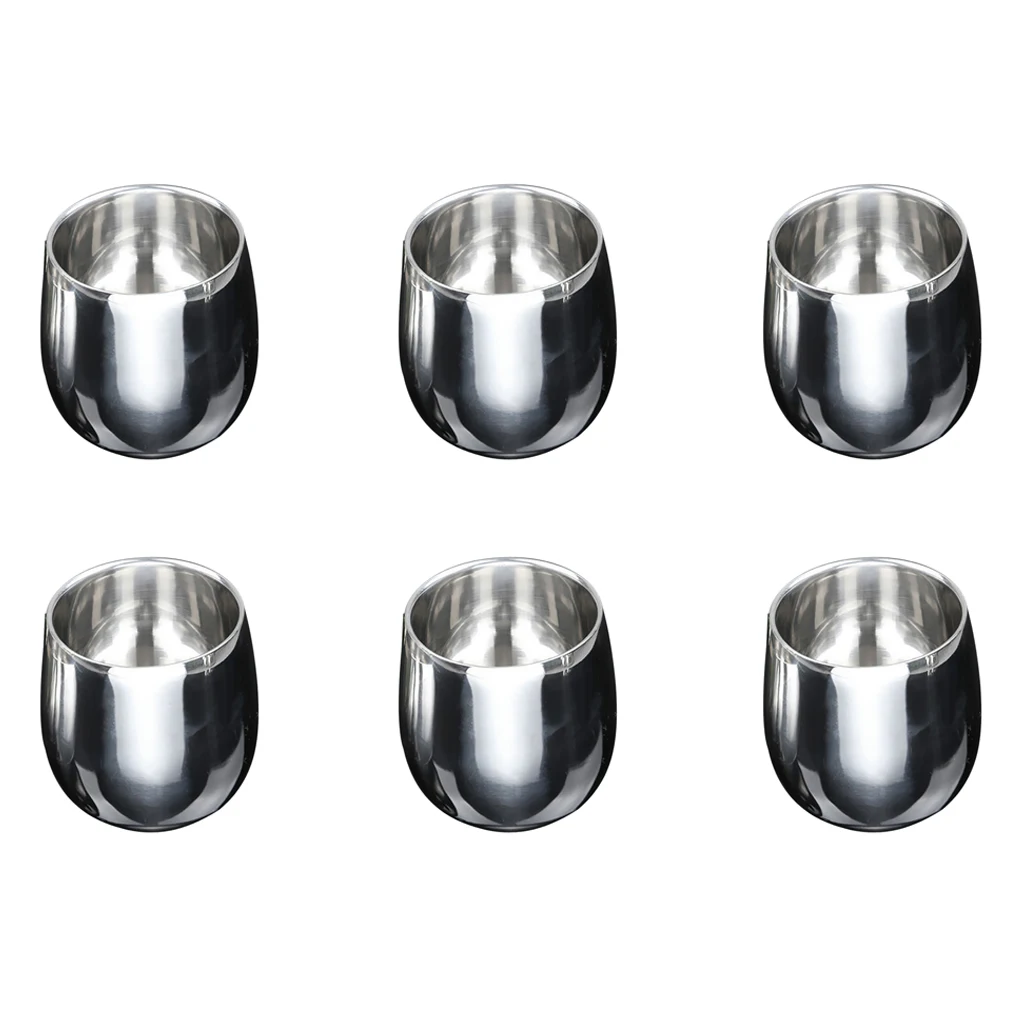 200ml Stainless Cup Beer Coffee Mug Vodka Cup Double Wall Curved Tea Mug Kids Children Cups x6