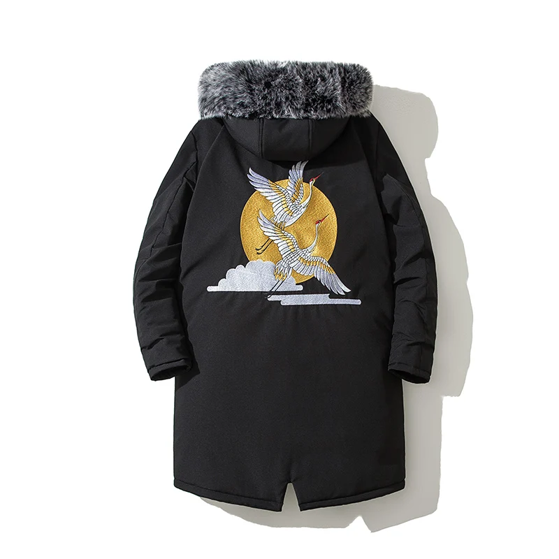 New Winter Jacket Fur Collar Hooded Military Down Jackets Coats Men Thicken Warm Long Parkas Casual Mens Embroidery Jacket