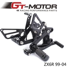 GT Motor   Full CNC Aluminum Motorcycle Adjustable Rearsets Rear Sets Foot Pegs For KAWASAKI ZX6R ZX 6R 1999 2002