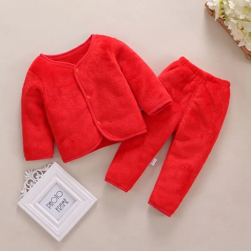 Осенне-зимние комплекты одежды для малышей Новая детская одежда для сна для мальчиков Модный хлопковый теплый топ+ штаны для маленьких девочек детские пижамы - Color: picture color