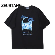 

Zeustang Men Fashion Harajuku T Shirt Streetwear Sheep Letter Print Tshirts O Neck Spring Summer Hip Hop Short Sleeve Tees Top