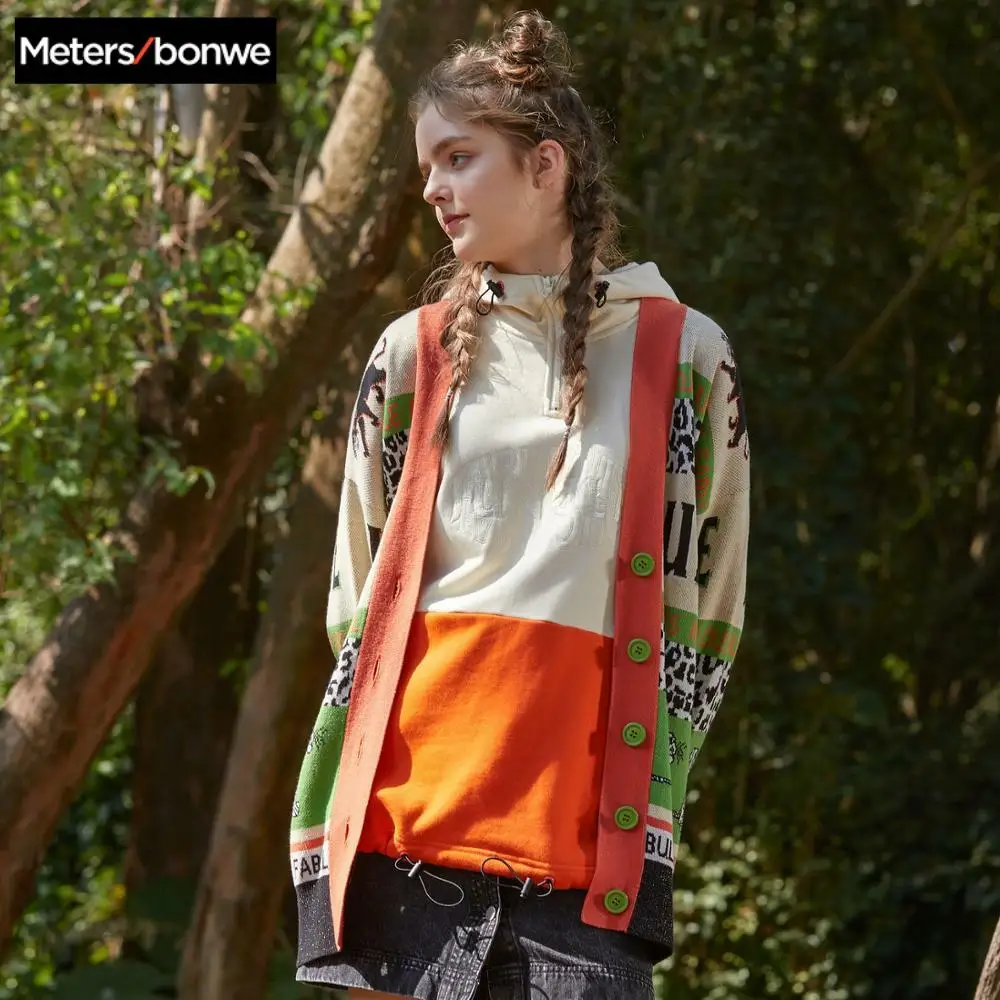 

Metersbonwe Bambi Joint name Cardigan sweater Women 2020 Spring New Simple Loose fashion Leisure Childlike Cardigan for Female