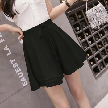 

Fashion Ruffled Loose Shorts Skirt Ladies Drawstring Pleated Short Pants Summer Shorts
