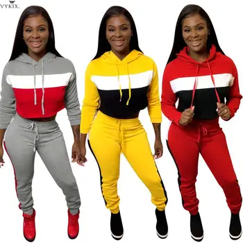

Casual 2 Piece Outfits For Women Print Patchwork Elegant Two Piece Set Top And Pants Full Length Hooded Ensemble Femme 2 Pieces