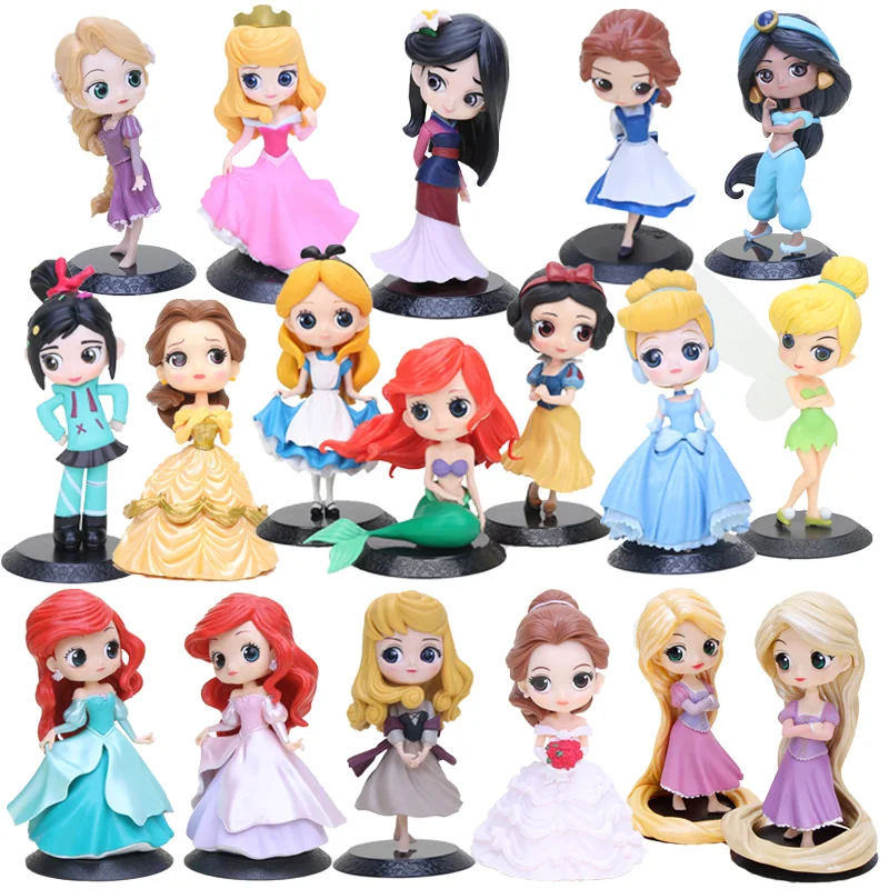 

Fairy Princess figure doll Q Posket Snow White Mulan Cinderella Mermaid Princess Figure Collection PVC Toys Cake decoration