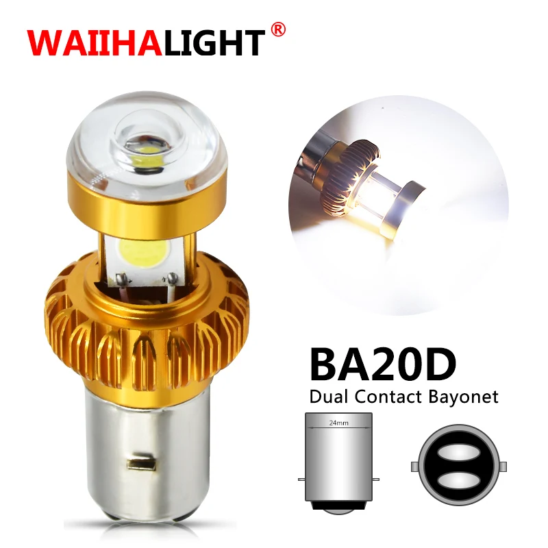 2020 nuevo BA20D faro Led para motocicleta bombillas H4 moto Scooter bombillas de faros 3COB 65000K de alta potencia Hola/Lo haz