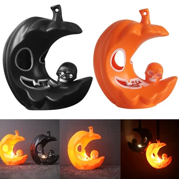 

Newest Halloween Party Pumpkin Lanterns LED Glow Spooky Skull Portable Lamp Decoration