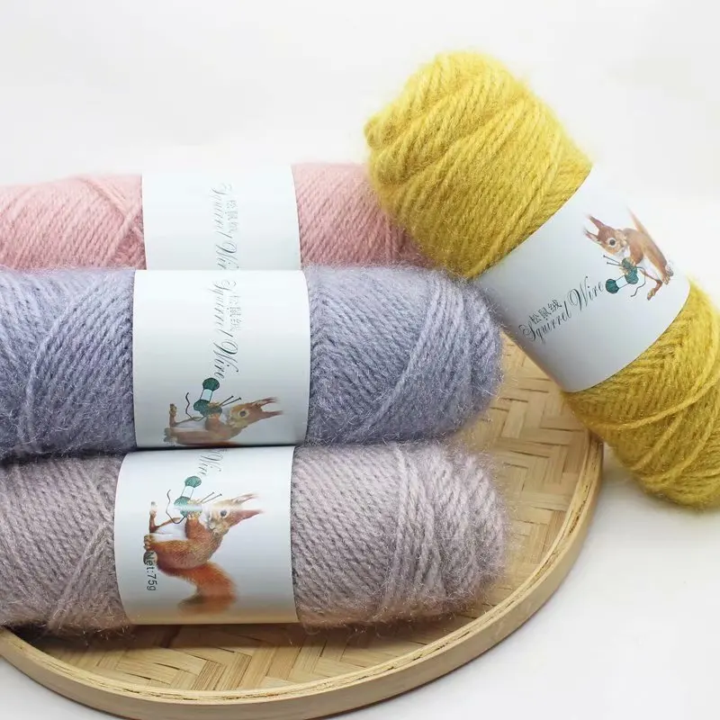 75G Scoiattolo Filato Di Cashmere Scoiattolo Capelli Lunghi Filo Di Seta Brillante Spesso Cappello Intrecciato A Mano Sciarpa Linea Linea Fai Da Te