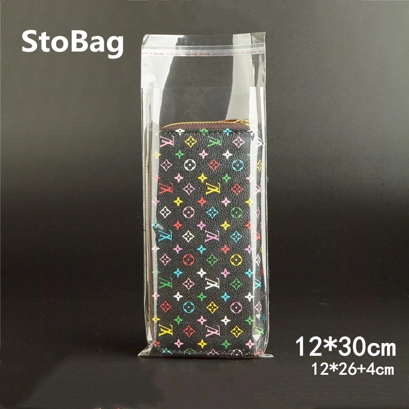 StoBag 500pcs 12*30cm Transparent Self Adhesive Seal Plastic Bags Sealing OPP Jewelry Gift Packaging Bag wallet Long | Дом и сад