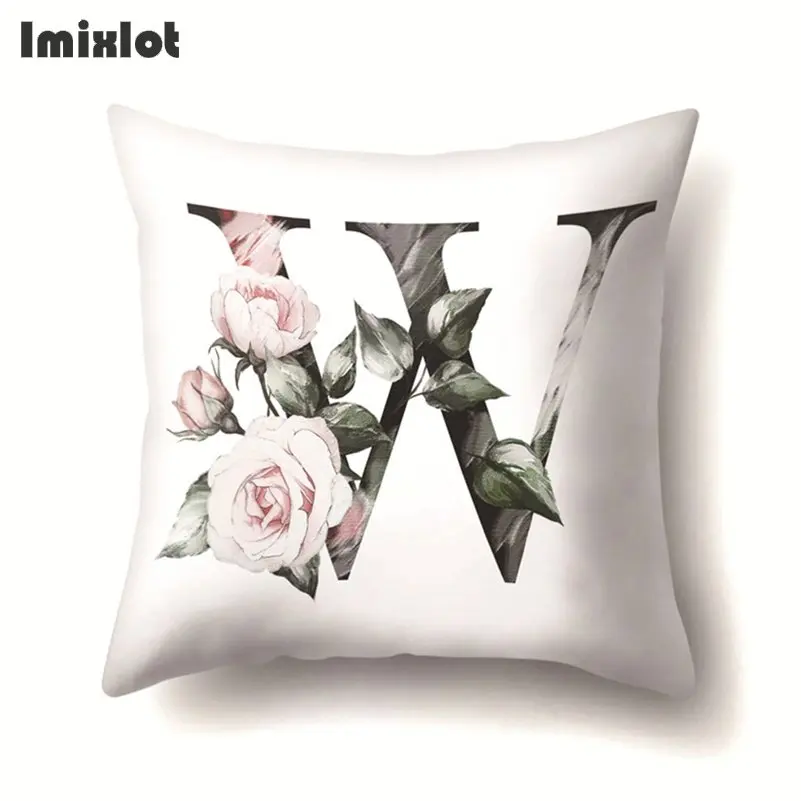 45*45cm Letter Alphabet Printed Polyester Throw Pillow Cushion Cover for Home Decor Sofa Decorative Pillowcase Capa de Almofadas