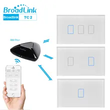 Broadlink TC2 WiFi Switch Touch Panel US AU Standard Wall Light Switch APP Control Via Broadlink RM Pro Smart Home Automation funryn eu st2 1 2 3 gang rf433 light switch smart home automation remote control touch panel switch via broadlink rm pro rm2