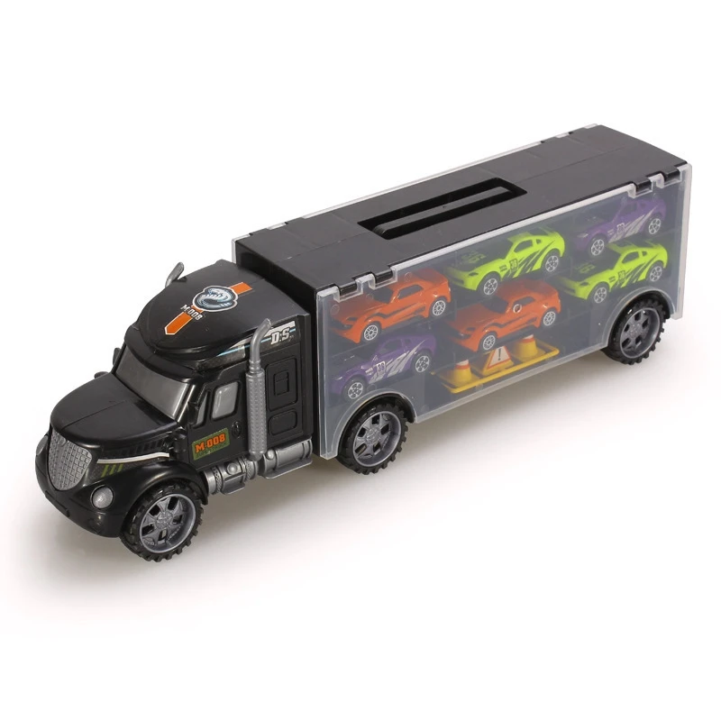 

AMS-Children's Container Toy Car Model Portable Inertia Container Tractor Super Large Truck Transporter