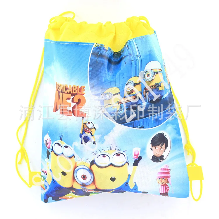 Depicable Me2 theme two style 1pcs drawstring bag for boys girls travel shorage package cartoon school backpack non-woven