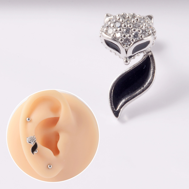 361L Surgical Steel Cz Ear Tragus Cartilage Crystal Lightning Snake Lobe Earrings Helix Earring Barbell Piercing Jewelry 20G