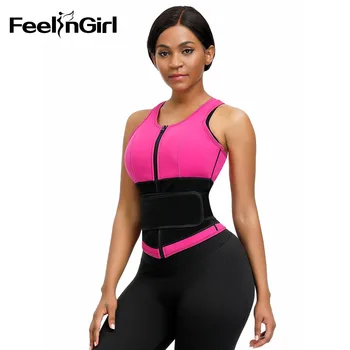

FeelinGirl Neoprene Body Shaper Slimming Waist Trainer Cincher Vest Tank Slimming Shapewear Sweat Belly Belt Sports Vest