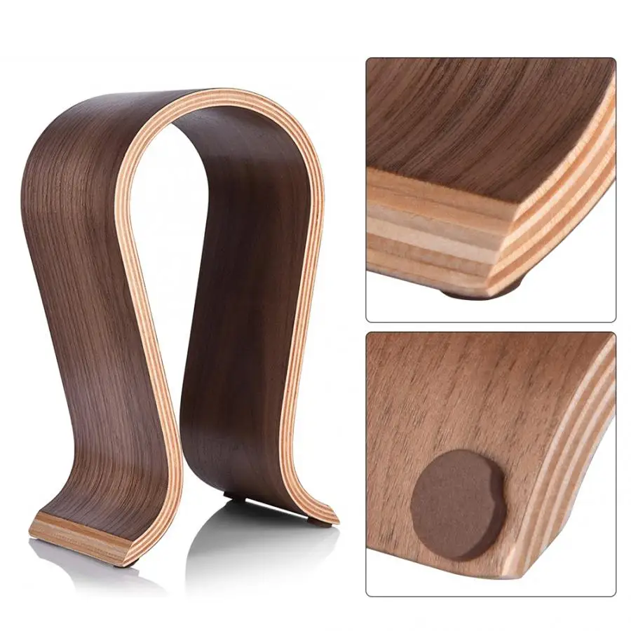 U Shape Wooden Headphones Stand Holder Universal for Sony Headset Desk Display Shelf Rack Hanger Stand Bracket