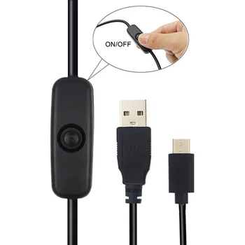 

USB Type-C On Off Black Switch Cable ABS Charger Accessories Power Supply Adapter Computer Plug 5V 3A For Raspberry Pi 4