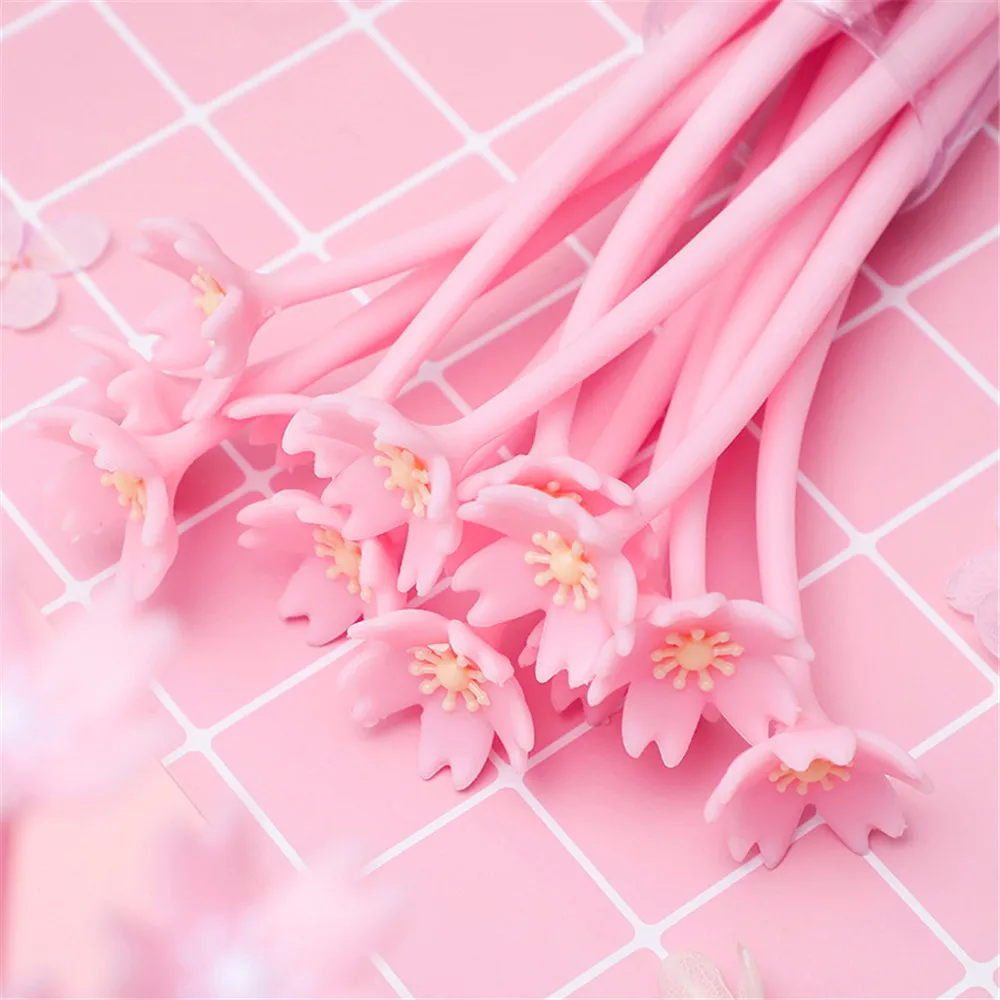 2 шт. Kawaii Sakura гелевая ручка креативная японская Вишневый цветок Мягкий силикон
