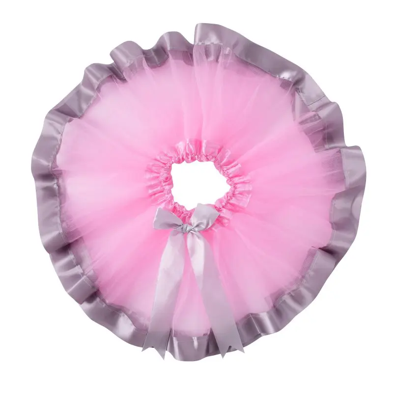 Hilittlekids/Детская летняя Праздничная фатиновая юбка принцессы для маленьких девочек балетная юбка-пачка с лентой для малышей от 4 до 9 лет - Цвет: Розовый