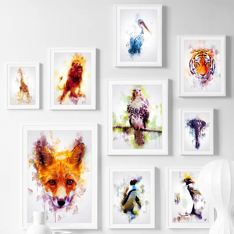 Abstract Fox Elephant Eagle Tiger Lion Animal Wall Art Canvas Painting Nordic Posters And Prints Wall Pictures Kids Room Decor Aliexpress
