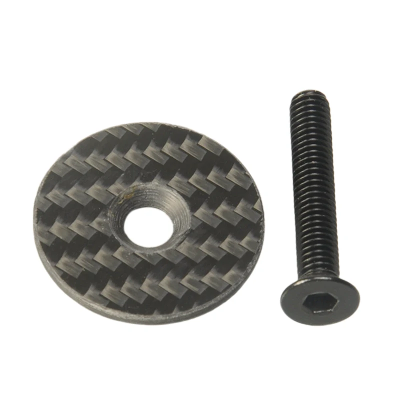 buy Carbon Bicycle Fiber Headset Top Cap 3K Super Light Bike Stem Top Cap with Screw for 28.6Mm 1 1 8inch Steerer Fork