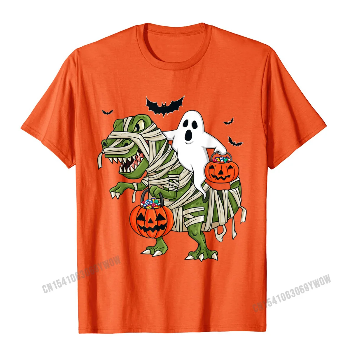 Print Custom April FOOL DAY Pure Cotton Round Neck Men T Shirt Europe Tee-Shirt 2021 Fashion Short Sleeve T Shirts Halloween Ghost Riding T Rex Funny Boys Girls Kids T-Shirt__622 orange
