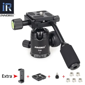 

28mm Multi-purpose Ballhead Detachable Handle CNC Aluminum Alloy Tripod Head Q.R. Plate for Monopod Cellphone Mobile Phone DSLR