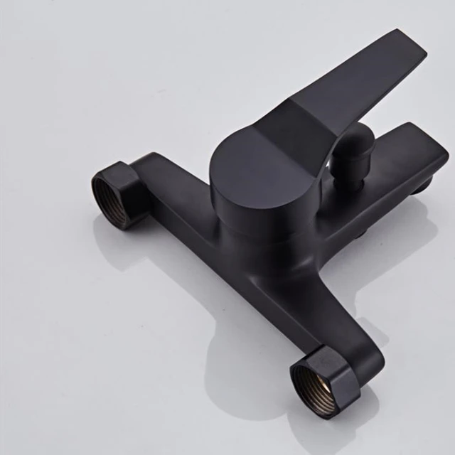 ก๊อกน้ําอ่างอาบน้ําทองเหลือง 2 ฟังก์ชั่น Outlet ติดผนังอาบน้ําก๊อกน้ํา TAP สีดําสําเร็จรูป 4