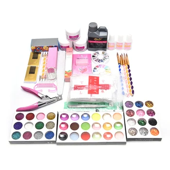 

Hot Sale DIY Acrylic Nail Art Manicure Kit Nail Set With Acrylic Liquid Nail Glitter Tool
