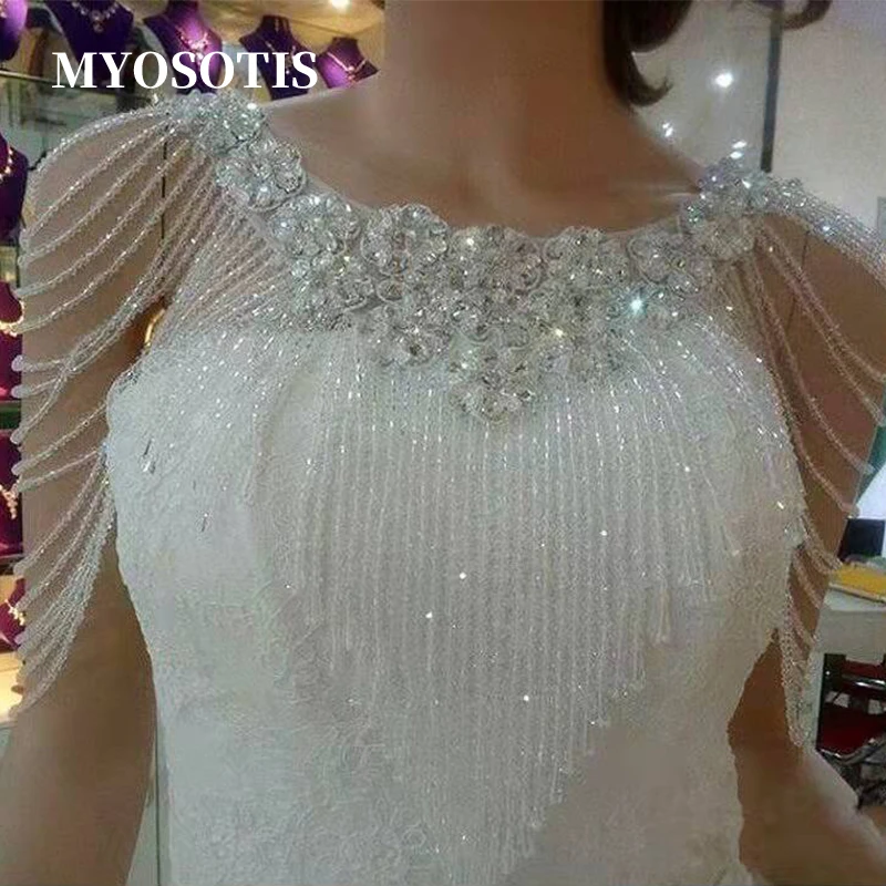 Hot Sale Bride Cape Cover Crystal Beading Wedding Necklace Accessories Lace Flowers Choak Shawl for | Свадьбы и торжества