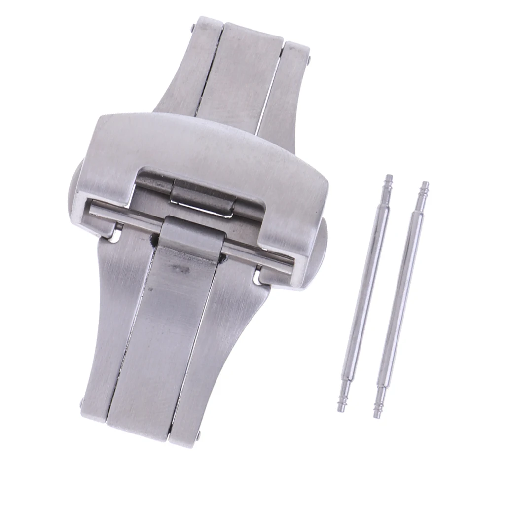 

Deployment Buckle Clasp Watch Band Strap Brushed Steel Fold Oval Butterfly
